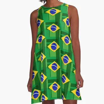  Bandeira Brasileira Obleke Nove Modne Ženske Brazilsko Zastavo Natisnjena Obleko Priložnostne Plus Velikost Vrh