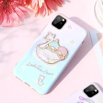  Telefon Primeru Tekoče Silikona Risanka Hello Kitty Zaščitni Pokrov za Iphone11 Pro Soft Shell Telefon Kritje