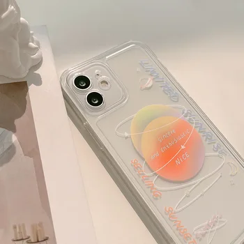  Retro Luna spremljali sončni zahod umetnosti pregleden Japonski Primeru Telefon Za iPhone 11 12 Pro Max Xr Xs Max 7 8 Plus X 7Plus primeru Srčkan Pokrov