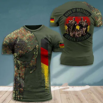  2021 Poletje Novo VOJSKO-VETERAN T-shirt za Moške nemški Vojak Področju Vrh 3D Tiskanih Rokavi Top Veteran Prikrivanje Commando T-shirt Vrh